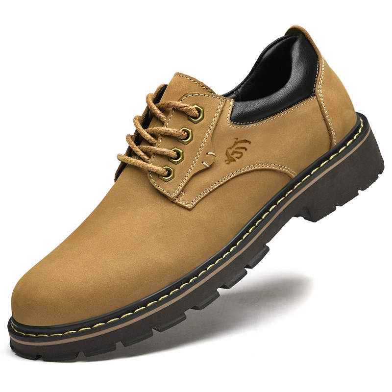 GONGNIULEITING GONGNIULEITING Work Boots Men's Low Top Khaki/Black/Gray