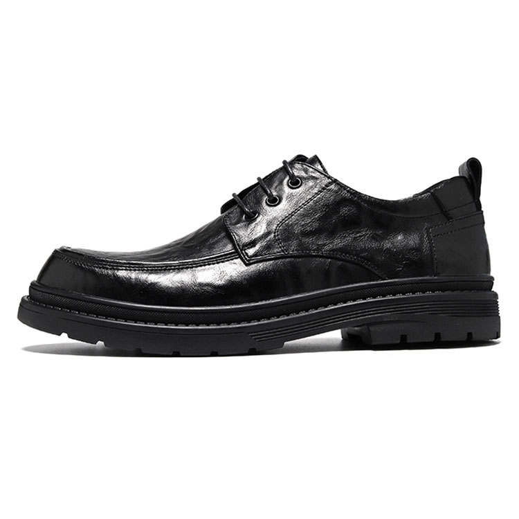 KAQIAODI Casual Leather Shoes Men's Low Top Black