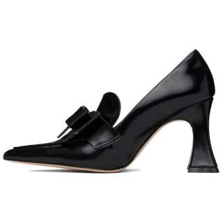 SHUSHU/TONG Leather Chunky Heel High Heels Women's Black
