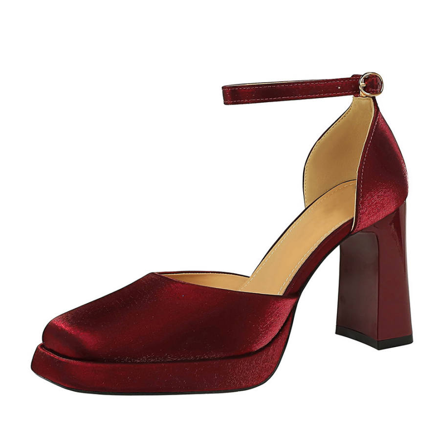YAFEI XUANYU Silk Chunky Heel High Heels Women's