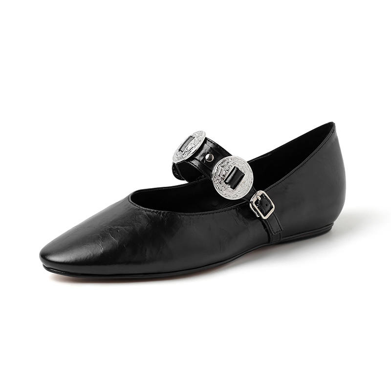 HONGYANGLIN Top Grain Cow Leather Mary Jane Shoes Women's