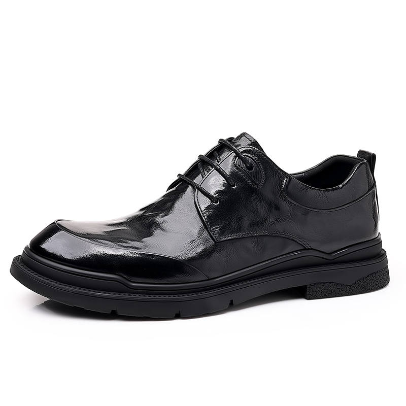 Mulinsen Casual Leather Shoes Men's Low Top Black