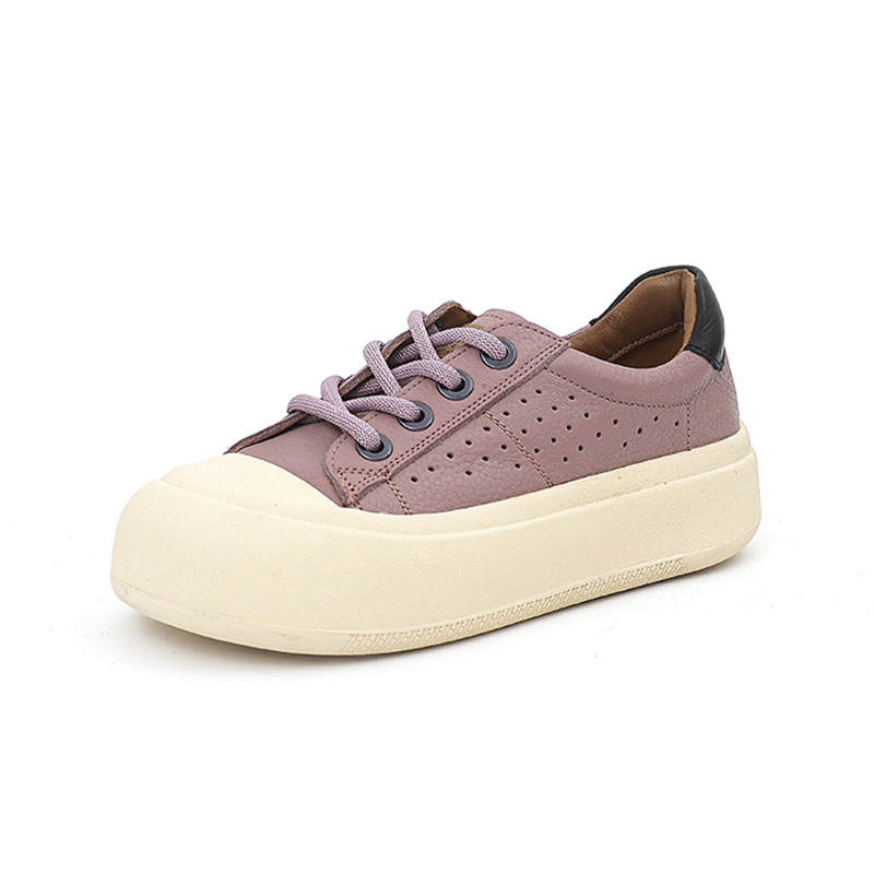 Zdwo Top Grain Cow Leather Low top Skateboard Shoes Women's Purple