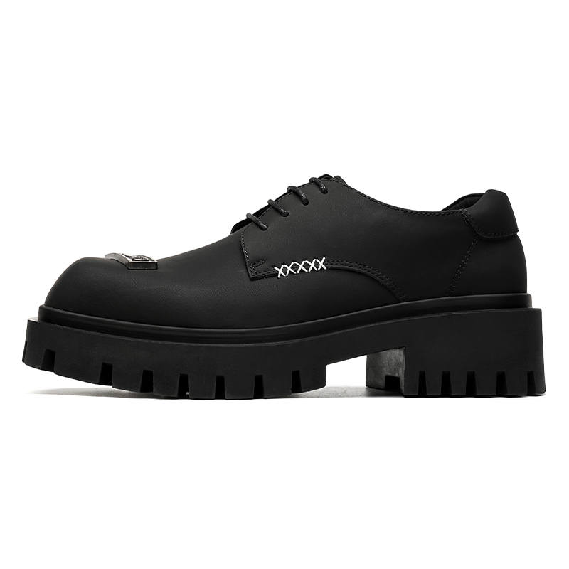 KAQIAODI Microfiber Leather Platform Shoes Men's Black