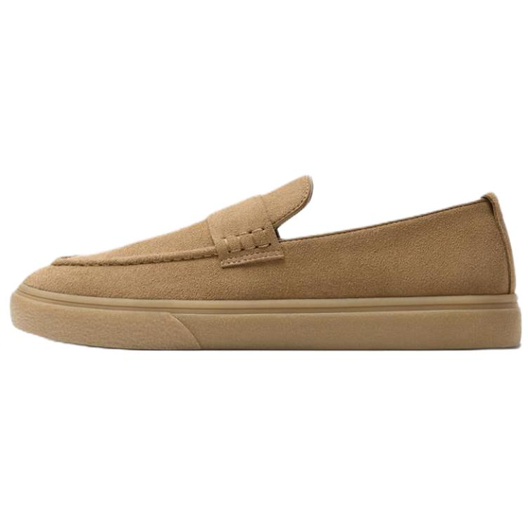 ZARA Cow Leather Casual Shoes Men's Sandy Brown