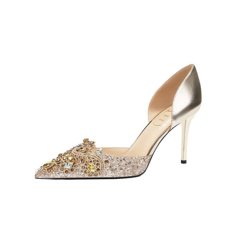 Zubumei Leather Slim Heel High Heels Women's