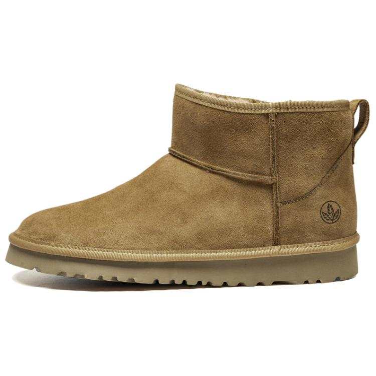 LEAVELAND Fleece Lined Thermal, Cow Split Leather, British Comfortable Lightweight Casual Crew Snow Boots Unisex
