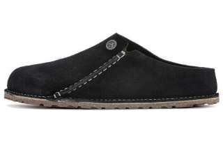 Birkenstock Suede Fashion Trend Closed Toe Slippers Unisex Black Regular