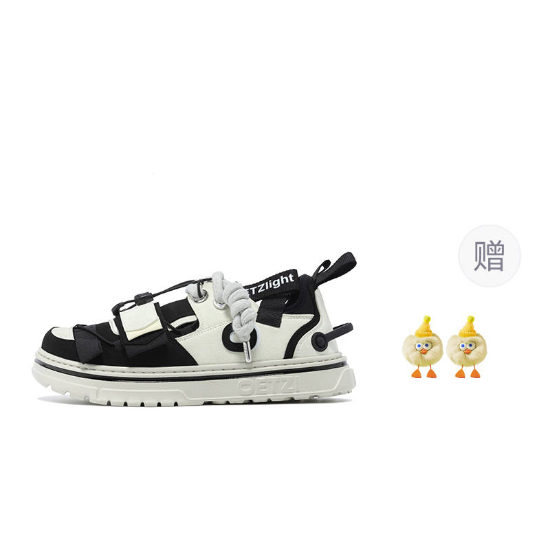 OETZI Super Light 1 Skateboard Shoes Unisex Low Top Black & Beige