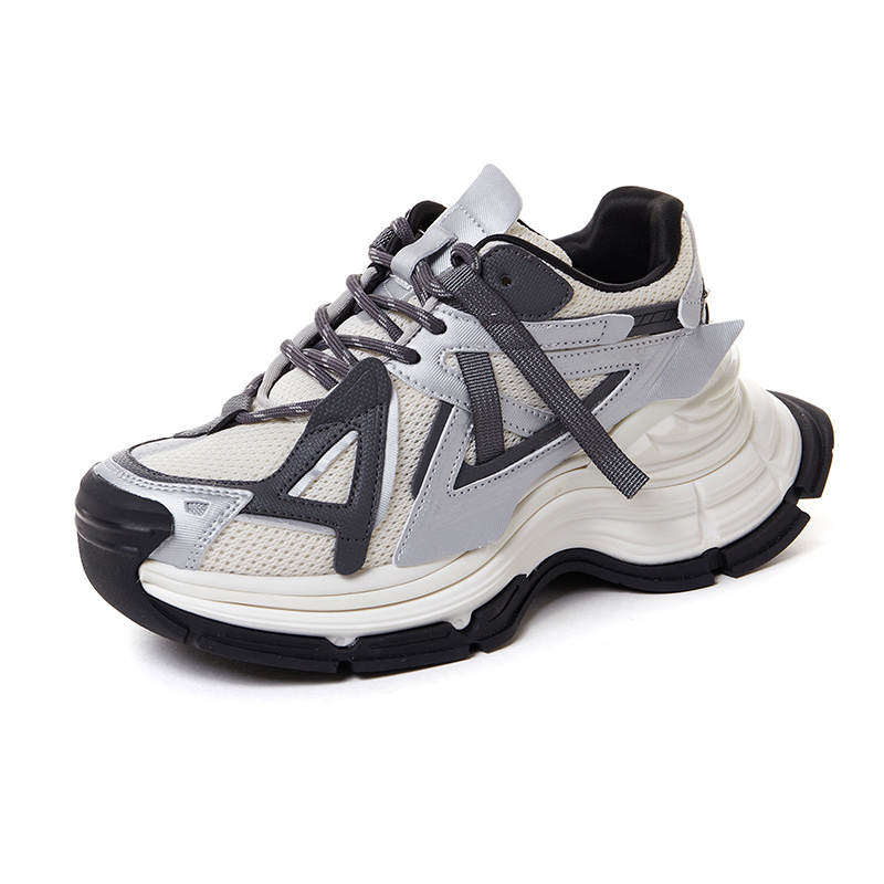 Xiwencha Microfiber Leather Height Increasing Height Increasing Low top Chunky Sneakers Unisex
