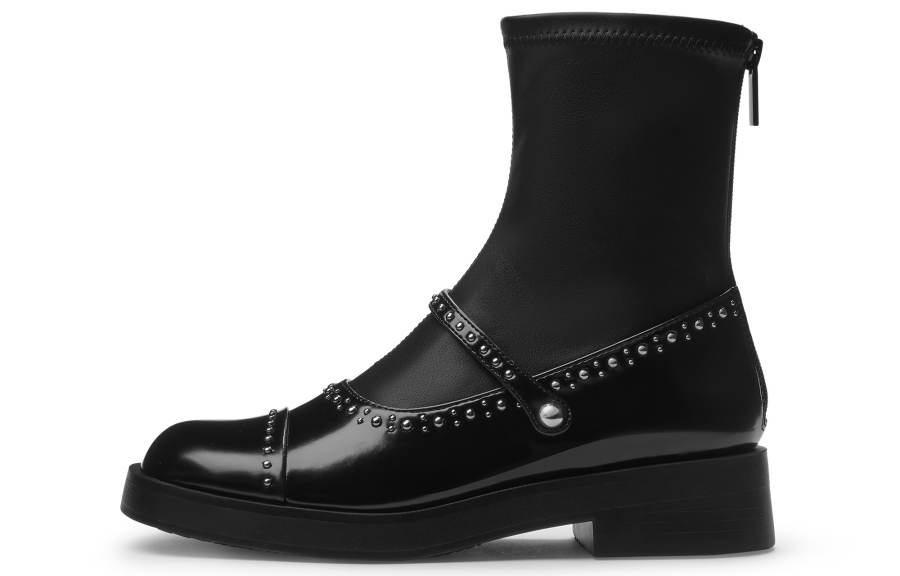 CHARLES&KEITH Small Ck Pu Synthetic Leather Ankle Boots 3.8cm Women's Black