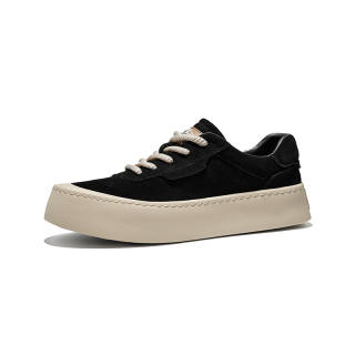 Hautton Jeans Cow Split Leather Abrasion Resistant Low top Skateboard Shoes Men's Black