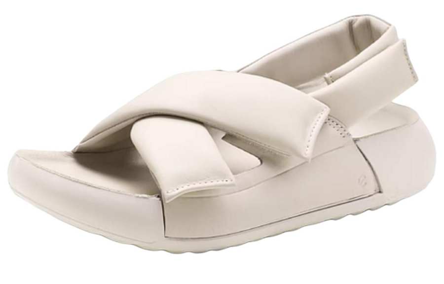 Ecco Ecco Leather Beach Sandals Women's Lime Gray