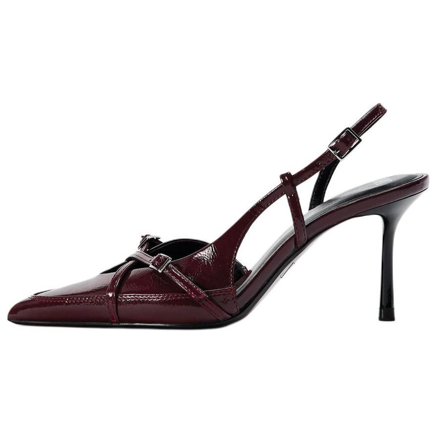 ZARA Pu High Heels Women's Burgundy