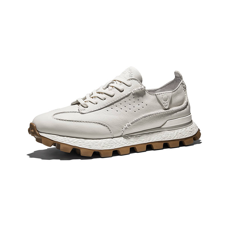 Hautton Top Grain Cow Leather Low top Casual Shoes Men's White