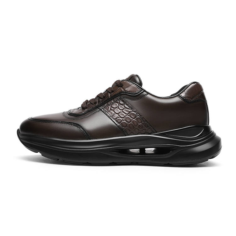 GOLDLION Top Grain Cow Leather Abrasion Resistant Low top Casual Shoes Men's Brown