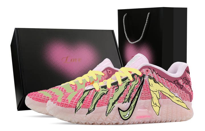 Nike Nike Ja Morant 3 Fluorescent Bizarre, Heart Box Rebound Grip Low top Basketball Shoes Men's Pink Green