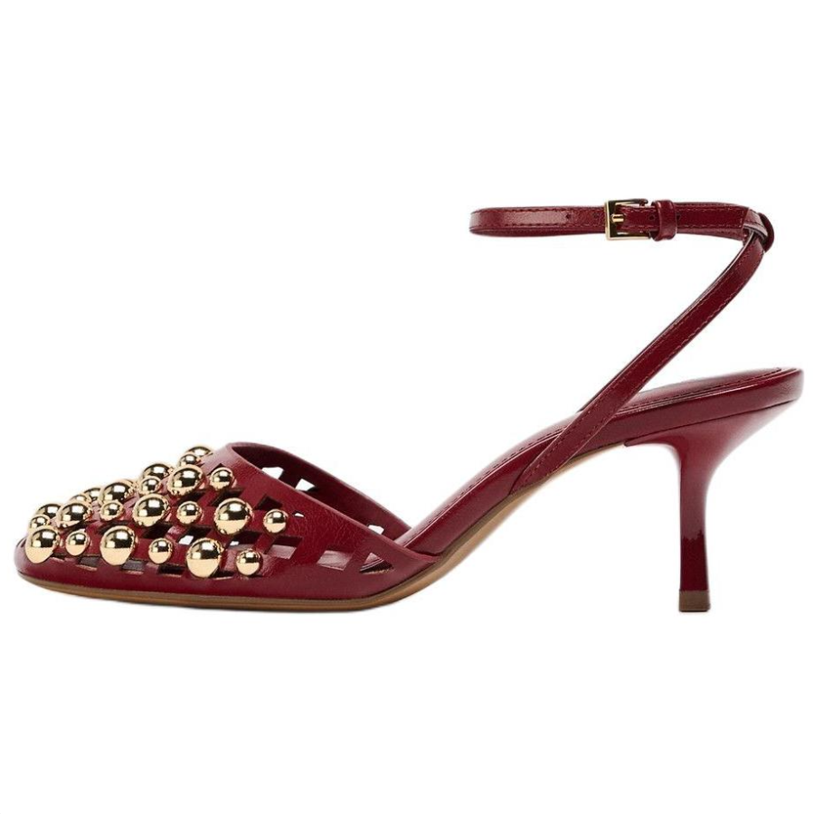 ZARA Pu Slim Heel High Heels Women's Red