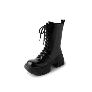 ROROWU Top Grain Cow Leather Combat Boots Women's