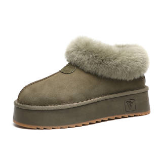 O.L Sheepskin Thermal Abrasion Resistant Slip Resistant Ankle Length Snow Boots Women's