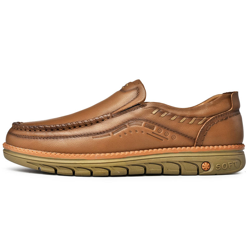 TOMAY Casual Leather Shoes Men's Low Top Black/Brown