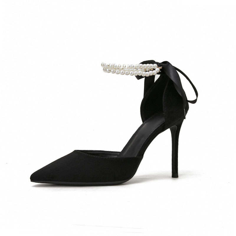 LUNNIFEIYA Pu Slim Heel High Heels 7cm Women's Black