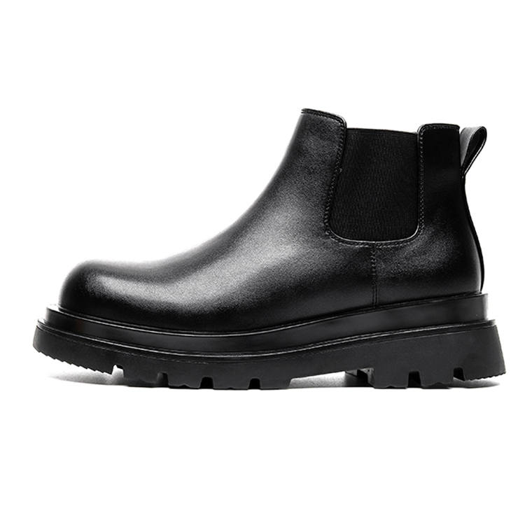 GZZ GZZ Microfiber Leather Crew Chelsea Boots Men's Black