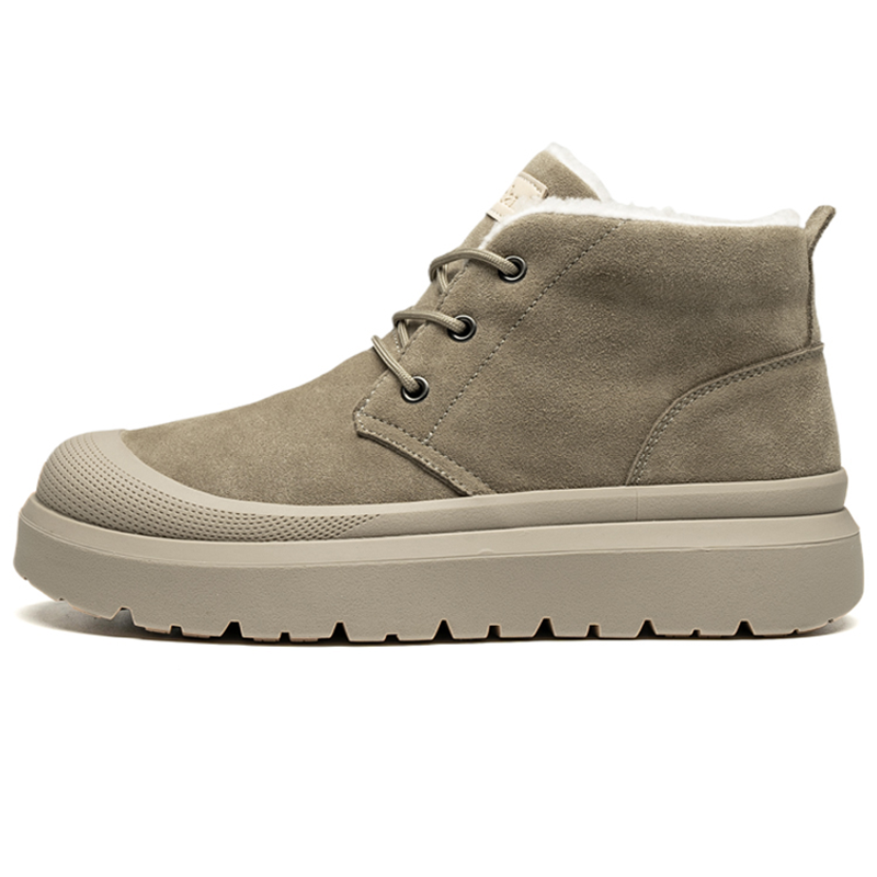 LEAVELAND Fleece Lined Thermal, Cow Split Leather, Vintage Platform Short Snow Boots Men's