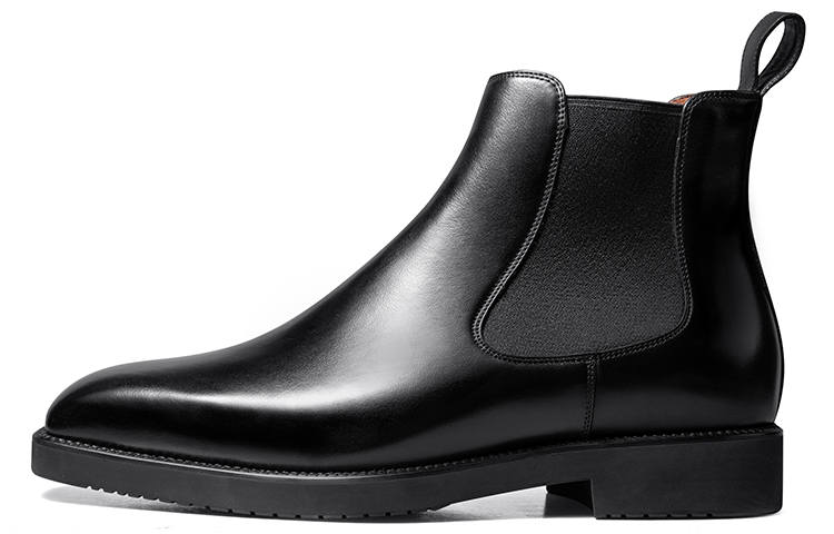 Zuti British Business Calfskin Formal Wear Boots Short Chelsea Boots Men's Black