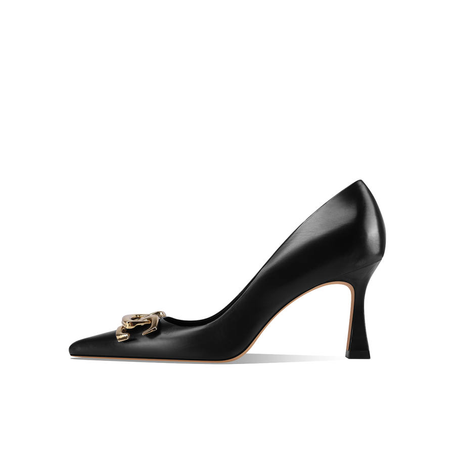 Shesrim Top Grain Cow Leather Slim Heel High Heels 7cm Women's