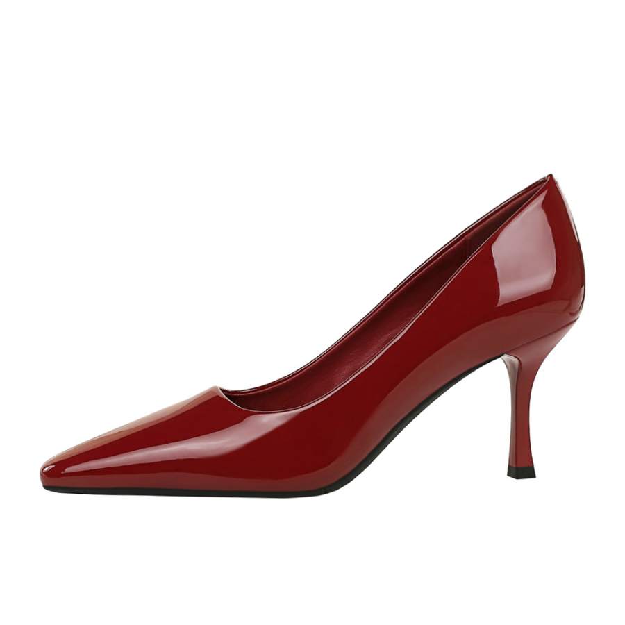 QITUMAUL Patent Leather Slim Heel High Heels Women's