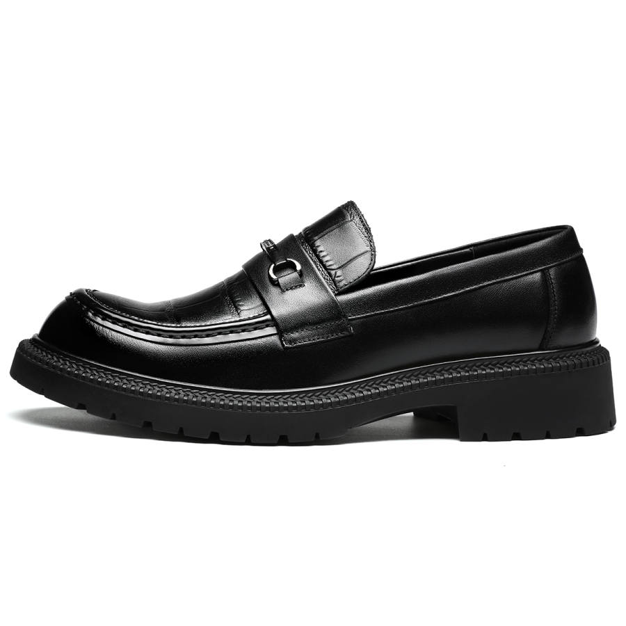 FAPAI Top Grain Cow Leather Casual Shoes Men's Black