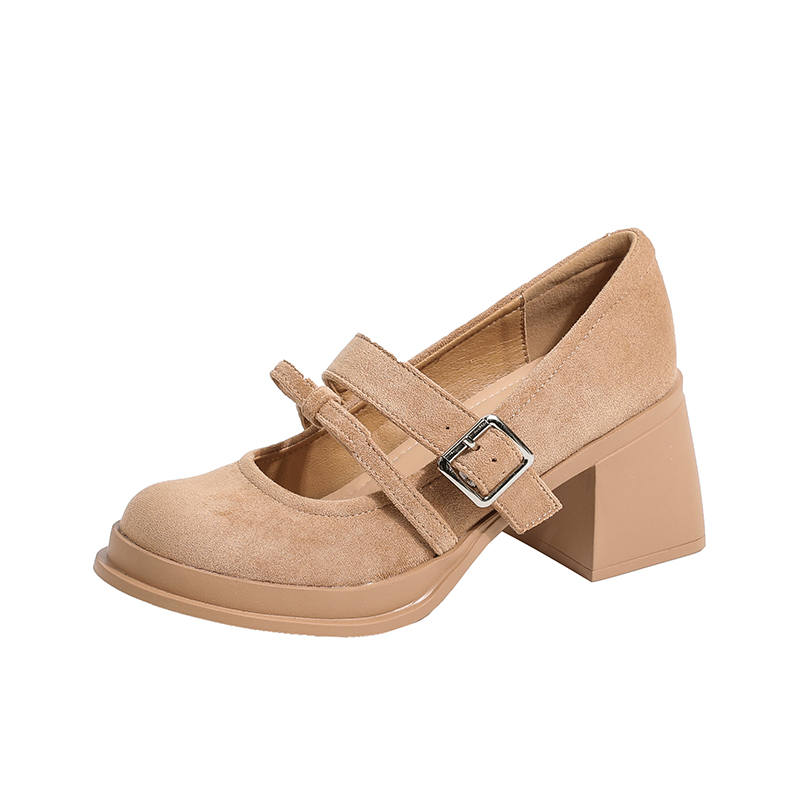 Beijiani Suede Chunky Heel Mary Jane Shoes Women's
