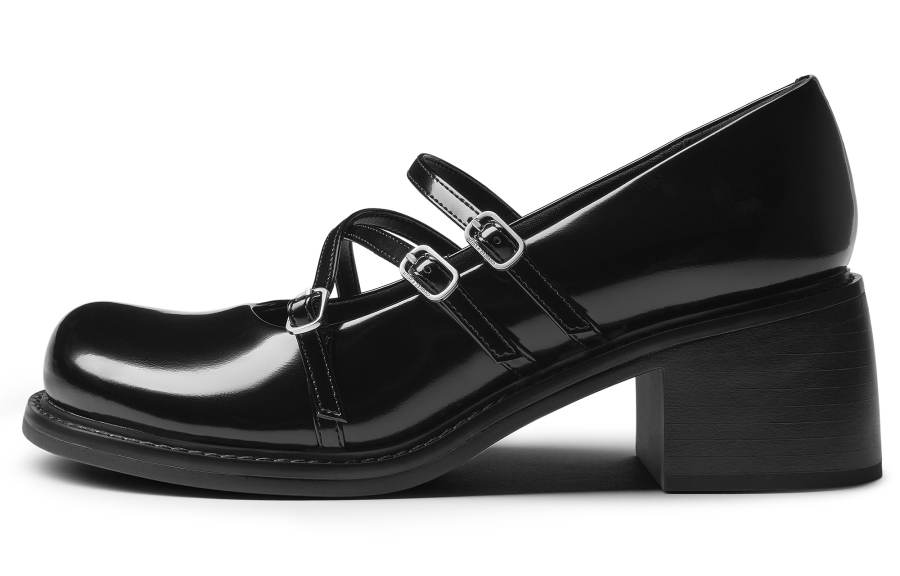 CHARLES&KEITH Small Ck Pu Chunky Heel Mary Jane Shoes 6CM Women's