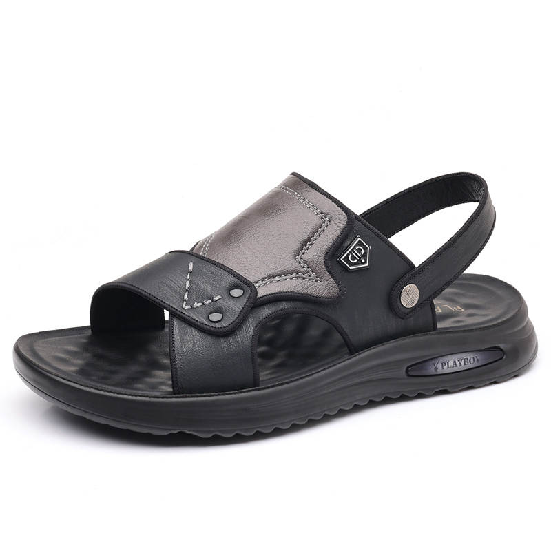 Playboy Playboy Leather Beach Sandals Men's Black