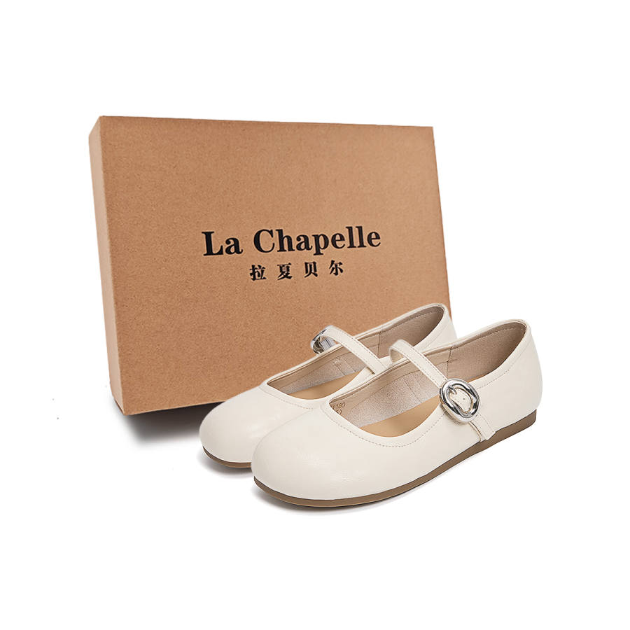 La Chapelle Flat Mary Jane Shoes 1.1cm Women's Beige