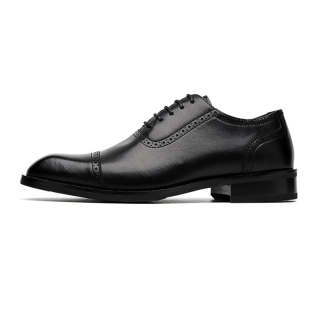 KAQIAODI Casual Leather Shoes Men's Low Top Black/Brown