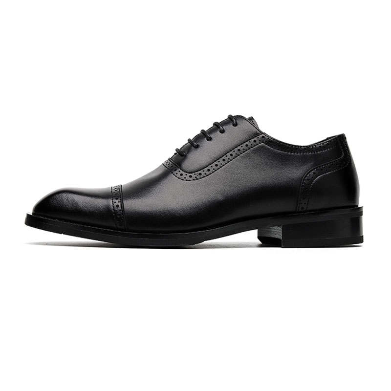 KAQIAODI Casual Leather Shoes Men's Low Top Black/Brown