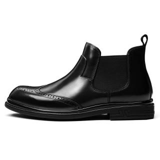 PALMPOLO Cow Leather Short Chelsea Boots Men's Black