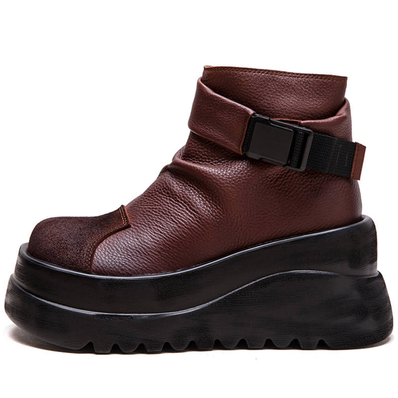 JIEZHOU Top Grain Cow Leather Ankle Boots Women's