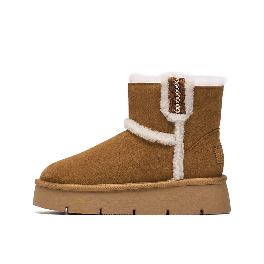 C°BANNER Cow Split Leather Thermal Abrasion Resistant 12cm Snow Boots Women's