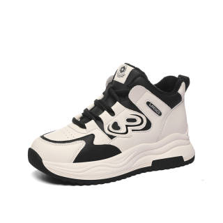 JINSITU Cow Leather Fleece Lined Thermal, Trendy Fashion Comfortable Versatile Vintage Mid top Casual Shoes Women's