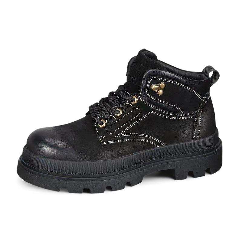Devanro Devanro Top Grain Cow Leather Ankle Length Combat Boots Men's