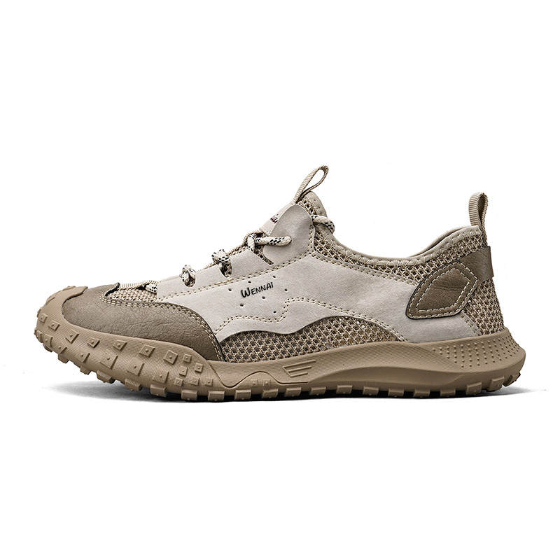 WENNAI Pigskin Abrasion Resistant Breathable Abrasion Resistant Breathable Low top Casual Shoes Men's Sand