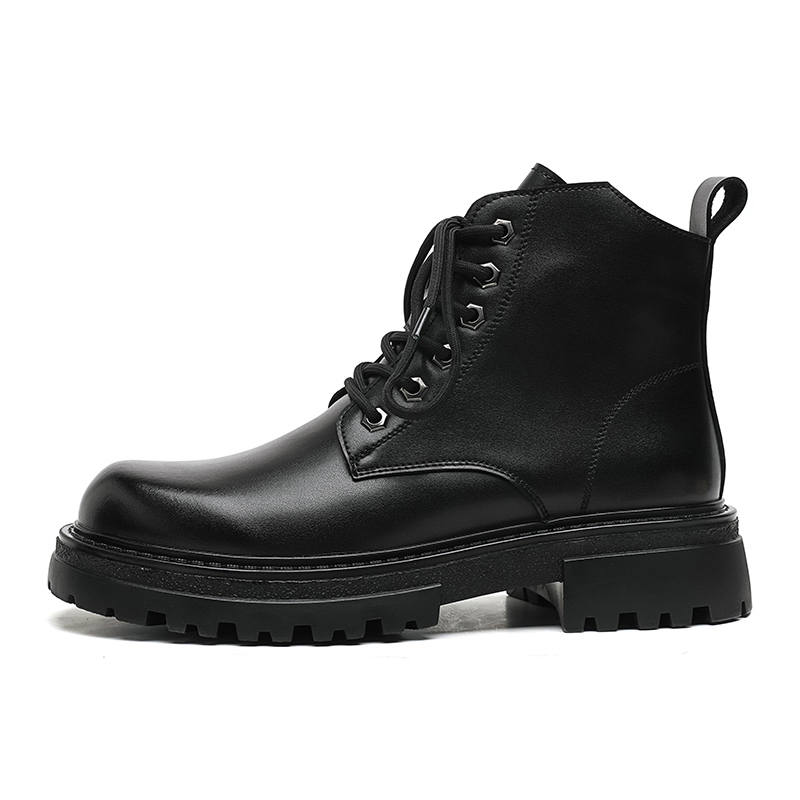 CHILANG CHILANG PU Crew Combat Boots Men's Black