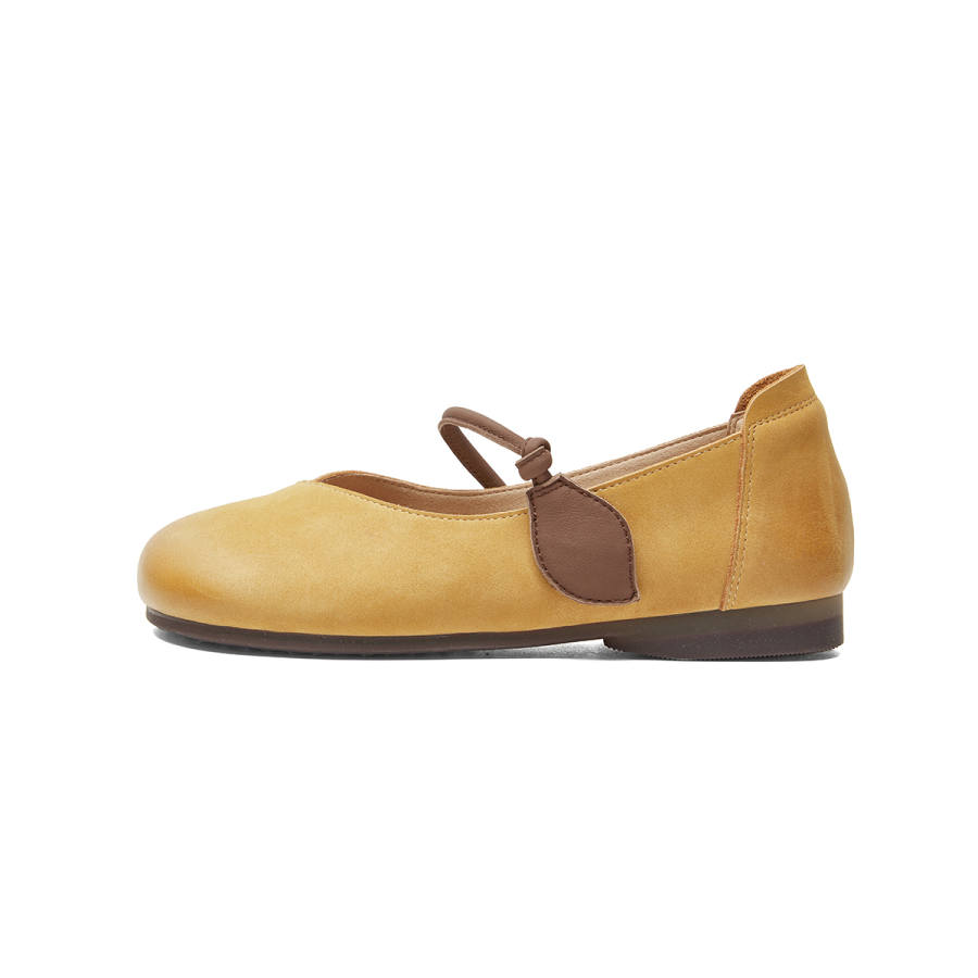 PT'SON Mary Jane Shoes Women's Yellow, Ecru