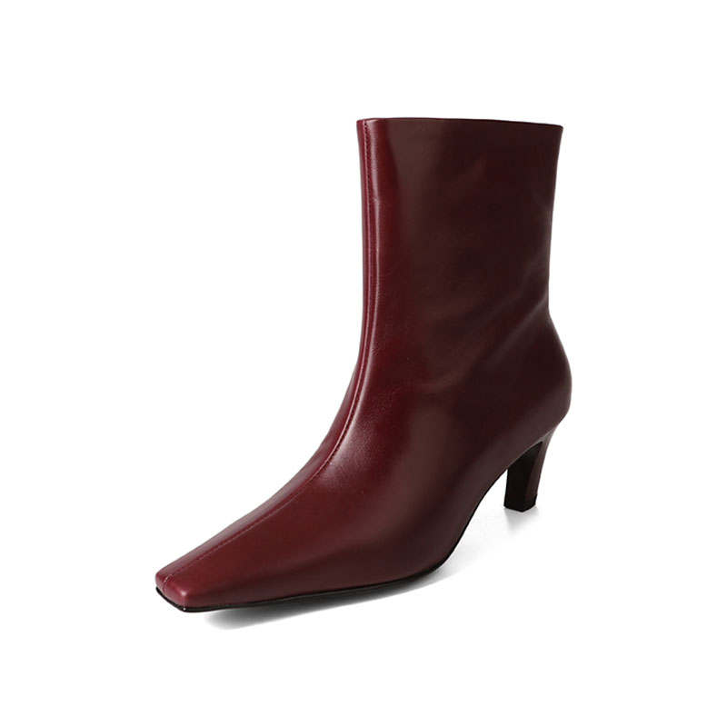 Echo&yolo Top Grain Cow Leather Minimalist Ankle Boots Women's