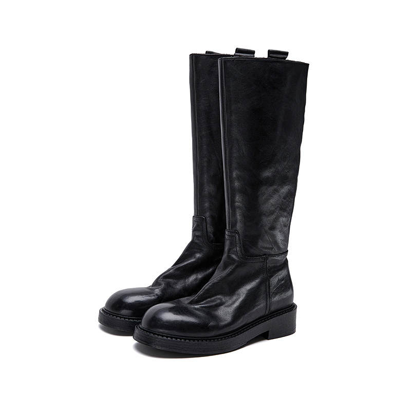 Marie Claire Cow Leather Knee high Boots 3.5cm Women's Black