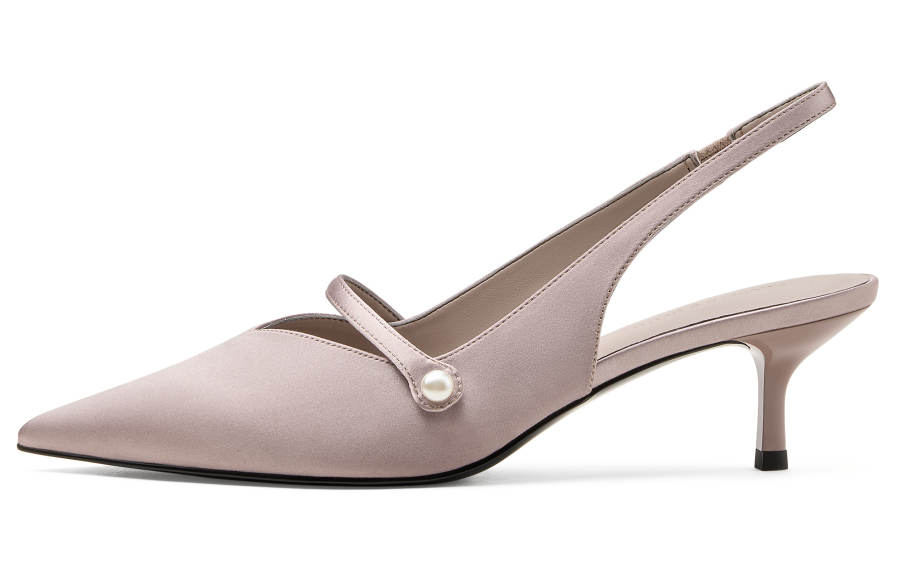 CHARLES&KEITH Small Ck Fabric Slim Heel High Heels 5.6cm Women's Mauve Fuchsia