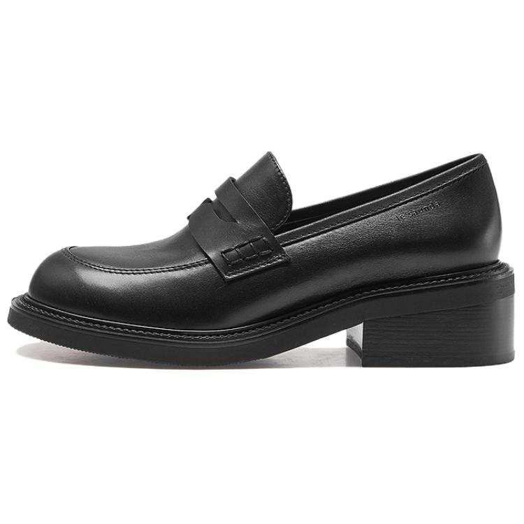 Le Saunda Top Grain Cow Leather Loafers Women's Black